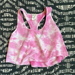 Aerie Pink and White Tie-Dye Crop Top